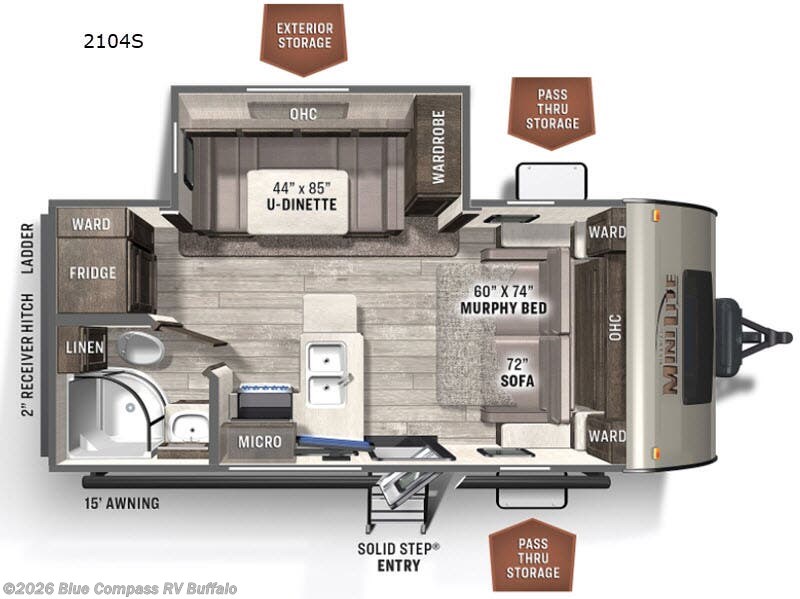 2021 Forest River Rockwood Mini Lite 2104S - Used Travel Trailer For Sale by Blue Compass RV Buffalo in West Seneca, New York features Slideout