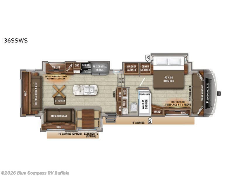 2019 Jayco Pinnacle 36SSWS - Used Fifth Wheel For Sale by Blue Compass RV Buffalo in West Seneca, New York features Slideout