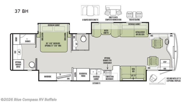 2018 Tiffin Phaeton 37 BH - Used Class A For Sale by Blue Compass RV Buffalo in West Seneca, New York features Slideout