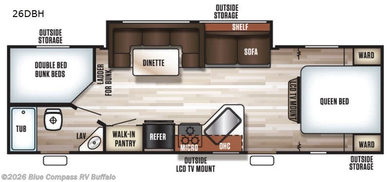 2018 Forest River Cherokee Grey Wolf 26DBH - Used Travel Trailer For Sale by Blue Compass RV Buffalo in West Seneca, New York features Slideout