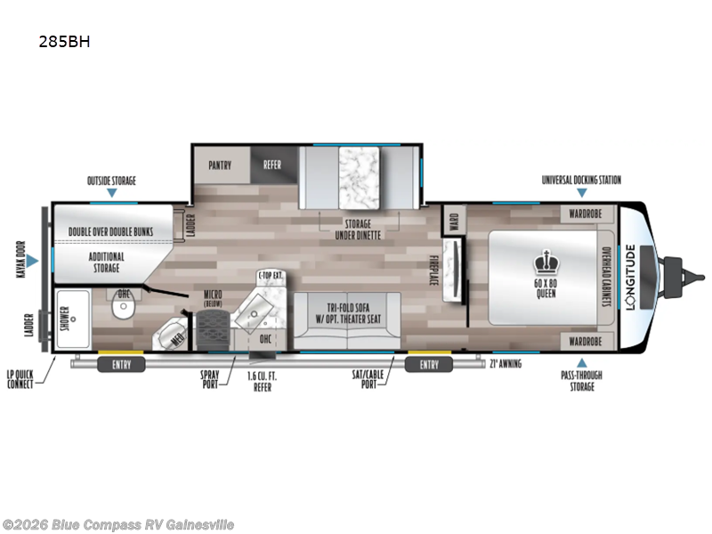 2026 East to West Longitude 285BH - New Travel Trailer For Sale by Blue Compass RV Gainesville in Alachua, Florida features Slideout