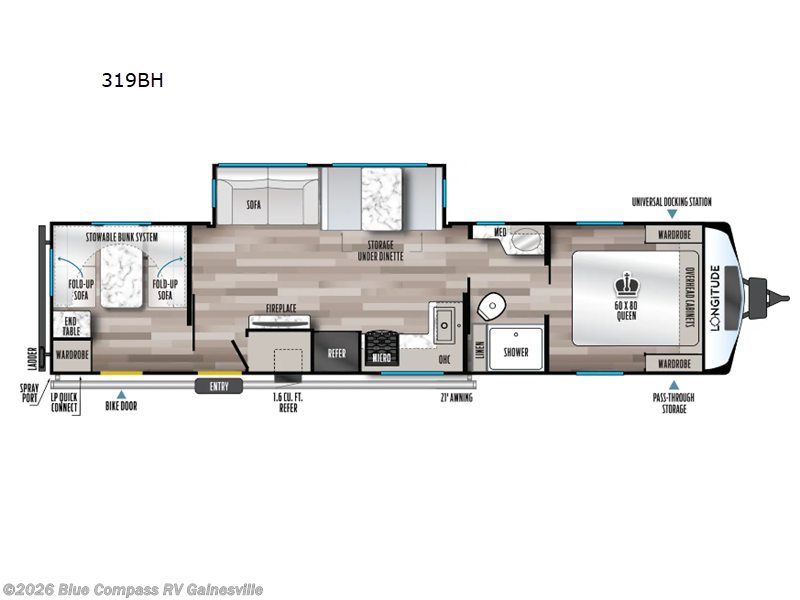 2026 East to West Longitude 319BH - New Travel Trailer For Sale by Blue Compass RV Gainesville in Alachua, Florida features Slideout
