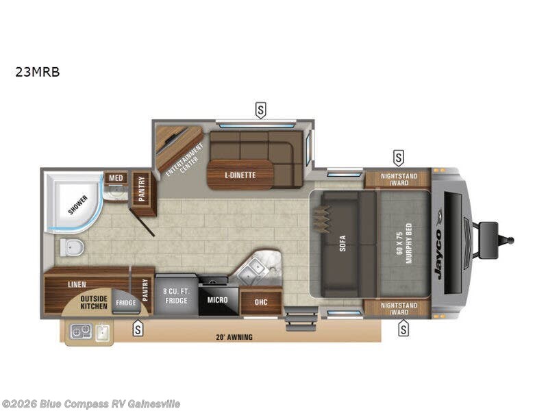 2019 Jayco White Hawk 23mrb Whitehawk - Used Travel Trailer For Sale by Blue Compass RV Gainesville in Alachua, Florida features Slideout