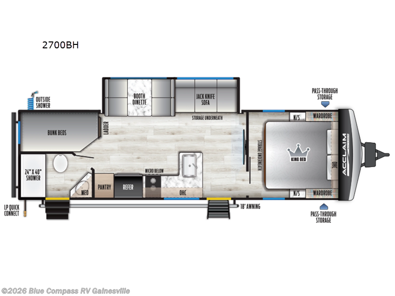 2026 East to West Acclaim 2700BH - New Travel Trailer For Sale by Blue Compass RV Gainesville in Alachua, Florida features Slideout