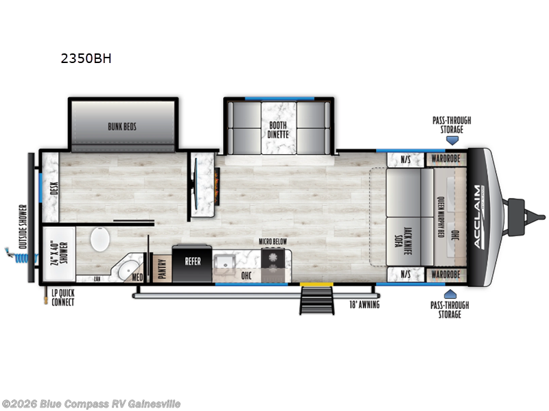2026 East to West Acclaim 2350BH - New Travel Trailer For Sale by Blue Compass RV Gainesville in Alachua, Florida features Slideout