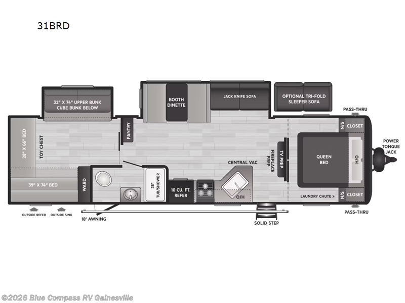 2023 Keystone Hideout 31BRD - Used Travel Trailer For Sale by Blue Compass RV Gainesville in Alachua, Florida features Slideout