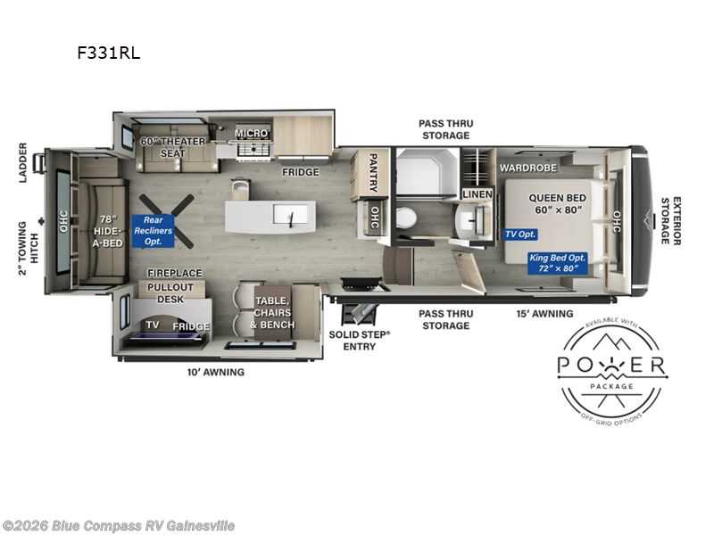 2025 Forest River Flagstaff Classic 331RL - Used Fifth Wheel For Sale by Blue Compass RV Gainesville in Alachua, Florida features Slideout