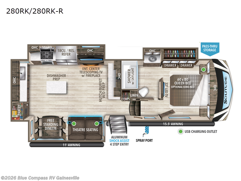 2022 Grand Design Solitude 280RK R - Used Fifth Wheel For Sale by Blue Compass RV Gainesville in Alachua, Florida features Slideout