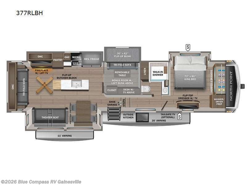2024 Jayco North Point 377RLBH - Used Fifth Wheel For Sale by Blue Compass RV Gainesville in Alachua, Florida features Slideout