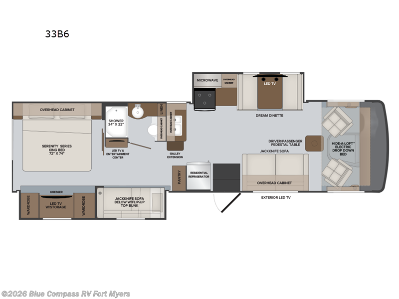 2025 Holiday Rambler Admiral 33B6 - New Class A For Sale by Blue Compass RV Fort Myers in Fort Myers, Florida features Slideout