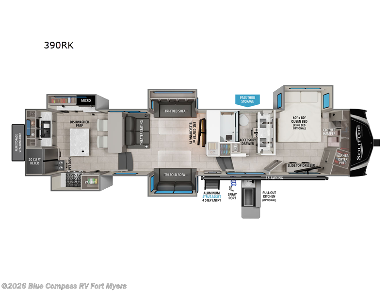 2025 Grand Design Solitude 390RK - New Fifth Wheel For Sale by Blue Compass RV Fort Myers in Fort Myers, Florida features Slideout