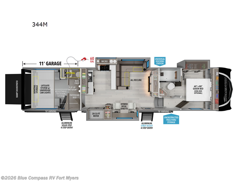 2025 Grand Design Momentum M-Class 344M - New Toy Hauler For Sale by Blue Compass RV Fort Myers in Fort Myers, Florida features Slideout