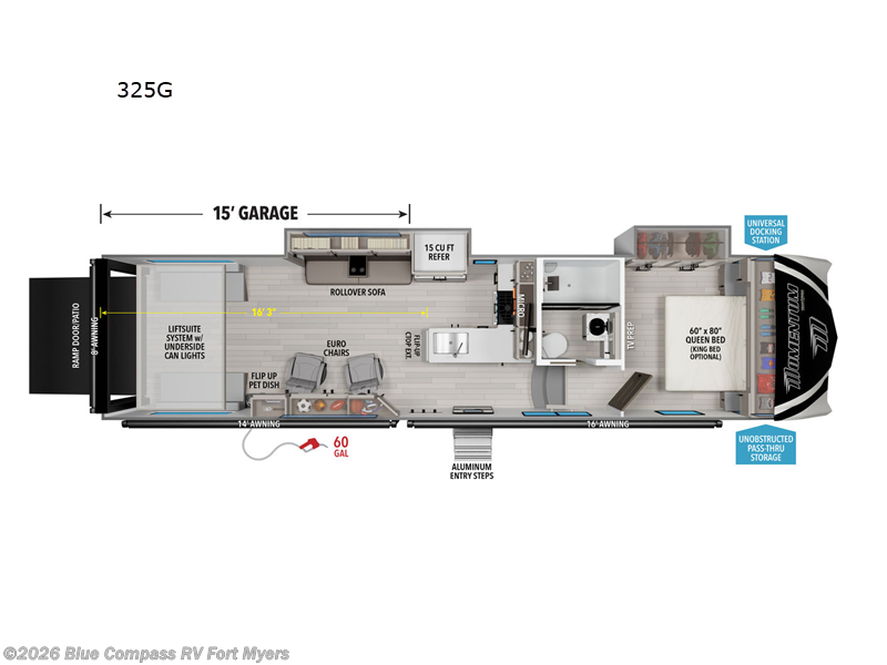 2026 Grand Design Momentum G-Class 325G - New Toy Hauler For Sale by Blue Compass RV Fort Myers in Fort Myers, Florida features Slideout