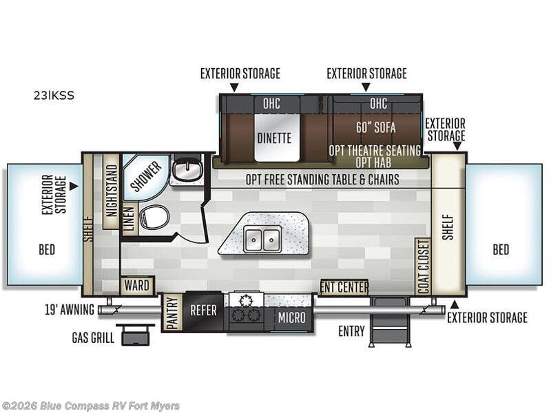 2019 Forest River Flagstaff Shamrock 23IKSS - Used Travel Trailer For Sale by Blue Compass RV Fort Myers in Fort Myers, Florida features Slideout