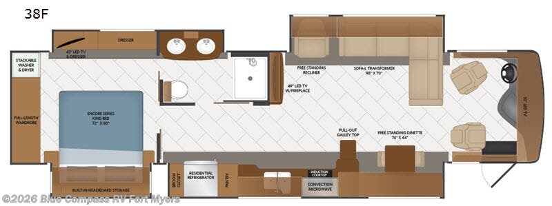 2019 Fleetwood Pace Arrow LXE 38F - Used Class A For Sale by Blue Compass RV Fort Myers in Fort Myers, Florida features Slideout