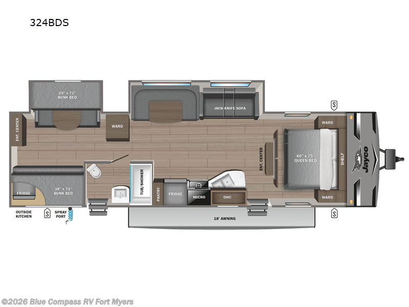 2024 Jayco Jay Flight 324BDS - Used Travel Trailer For Sale by Blue Compass RV Fort Myers in Fort Myers, Florida features Slideout