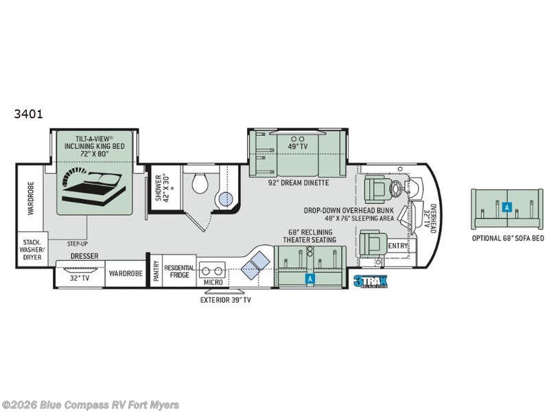 2019 Thor Motor Coach Aria 3401 - Used Class A For Sale by Blue Compass RV Fort Myers in Fort Myers, Florida features Slideout