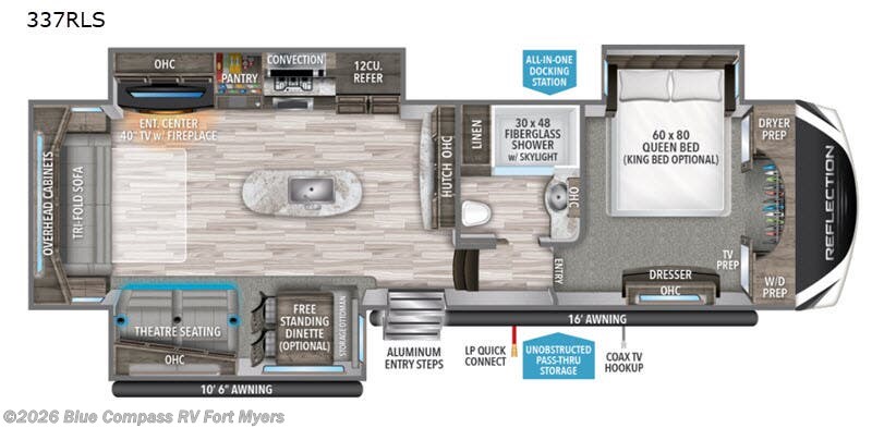 2020 Grand Design Reflection 337RLS - Used Fifth Wheel For Sale by Blue Compass RV Fort Myers in Fort Myers, Florida features Slideout