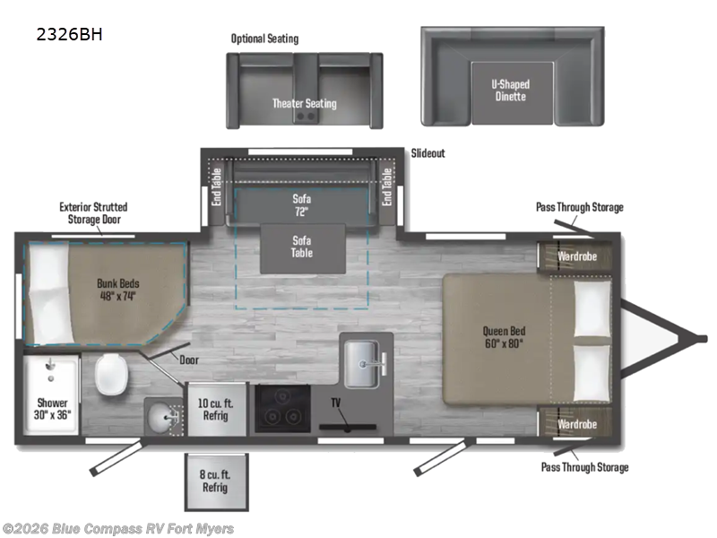 2025 Winnebago Minnie 2326BH - Used Travel Trailer For Sale by Blue Compass RV Fort Myers in Fort Myers, Florida features Slideout