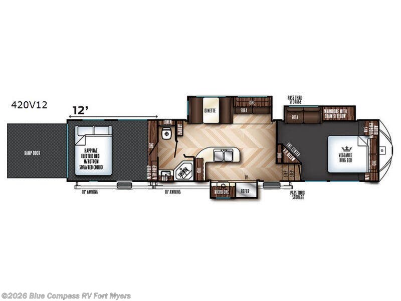 2017 Forest River Vengeance 420V12 - Used Toy Hauler For Sale by Blue Compass RV Fort Myers in Fort Myers, Florida features Slideout