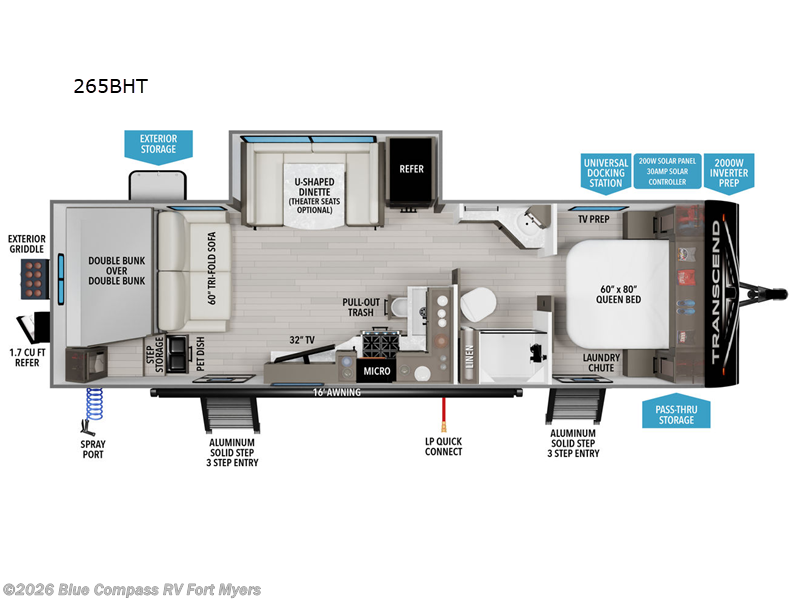 2025 Grand Design Transcend 265BHT - Used Travel Trailer For Sale by Blue Compass RV Fort Myers in Fort Myers, Florida features Slideout