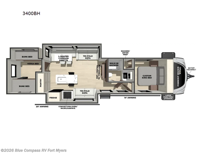 2026 Forest River Vibe 3400BH - Used Travel Trailer For Sale by Blue Compass RV Fort Myers in Fort Myers, Florida features Slideout