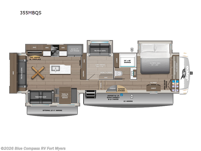 2027 Jayco Eagle 355MBQS - New Fifth Wheel For Sale by Blue Compass RV Fort Myers in Fort Myers, Florida features Slideout