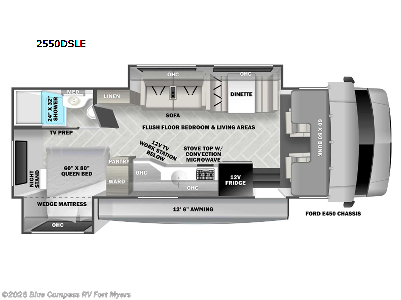 2024 Forest River Sunseeker LE 2550DSLE Ford - Used Class C For Sale by Blue Compass RV Fort Myers in Fort Myers, Florida features Slideout