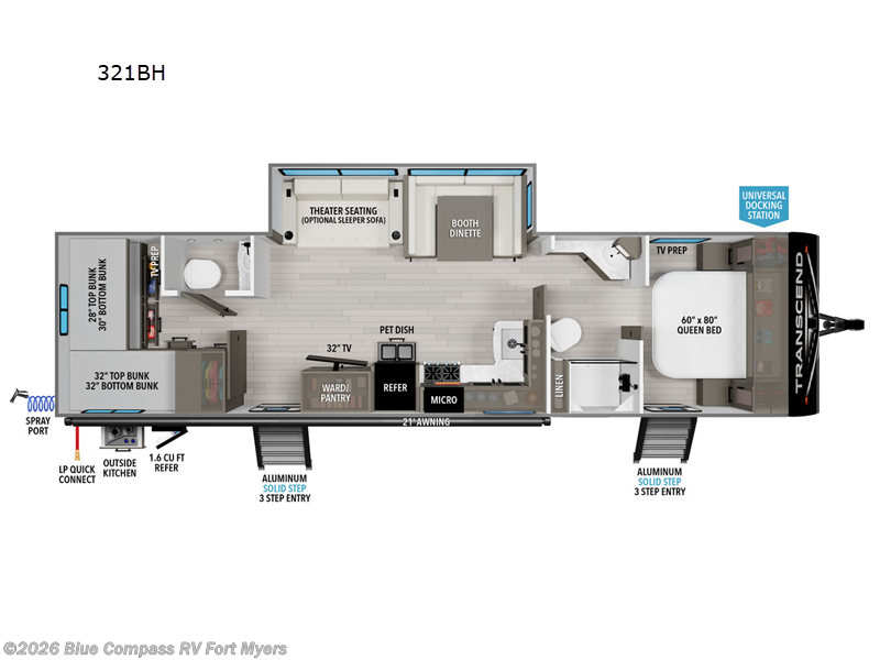 2024 Grand Design Transcend Xplor 321BH - Used Travel Trailer For Sale by Blue Compass RV Fort Myers in Fort Myers, Florida features Slideout