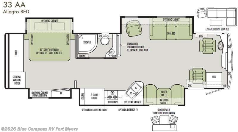 2016 Tiffin Allegro Red 33 AA - Used Class A For Sale by Blue Compass RV Fort Myers in Fort Myers, Florida features Slideout