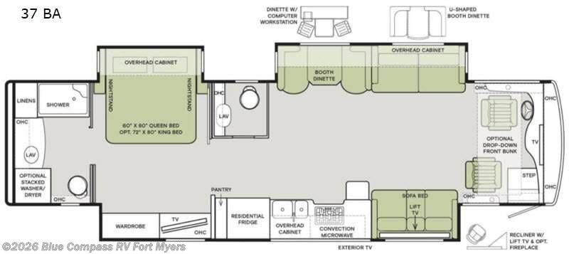 2022 Tiffin Allegro Red 37 BA - Used Class A For Sale by Blue Compass RV Fort Myers in Fort Myers, Florida features Slideout