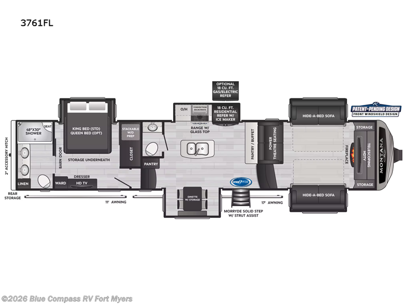 2022 Keystone Montana 3761FL - Used Fifth Wheel For Sale by Blue Compass RV Fort Myers in Fort Myers, Florida features Slideout