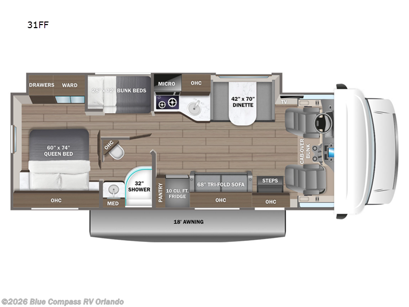 2026 Entegra Coach Odyssey SE 31FF - New Class C For Sale by Blue Compass RV Orlando in Casselberry, Florida features Slideout