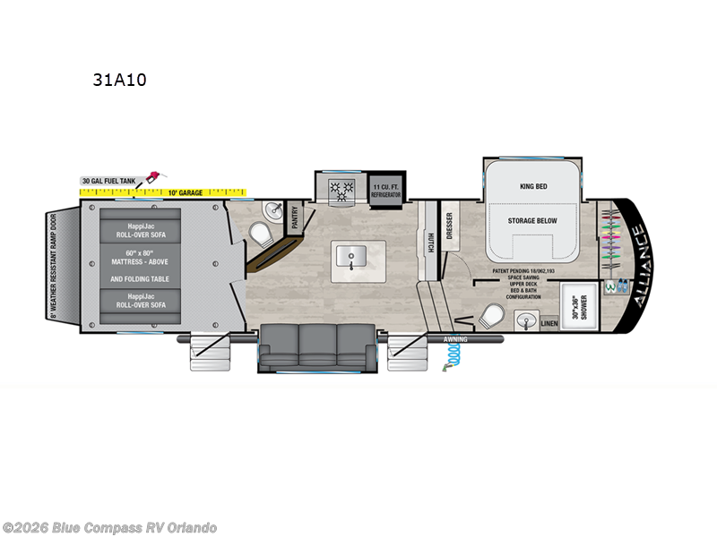 2024 Alliance RV Valor All-Access 31A10 - Used Toy Hauler For Sale by Blue Compass RV Orlando in Casselberry, Florida features Slideout