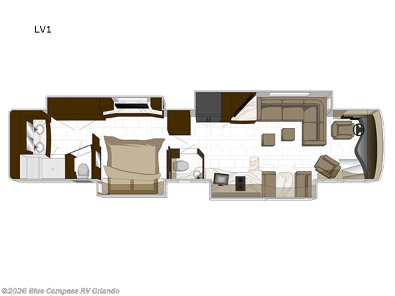 2026 Foretravel Realm FS605 Foretravel Presidential Series  LV7 - New Class A For Sale by Blue Compass RV Orlando in Casselberry, Florida features Slideout