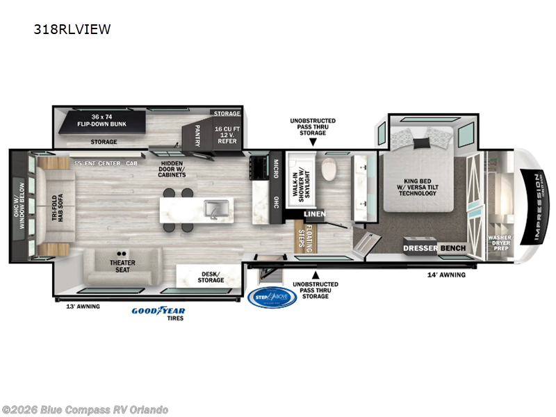 2024 Forest River Impression 318RLVIEW - Used Fifth Wheel For Sale by Blue Compass RV Orlando in Casselberry, Florida features Slideout