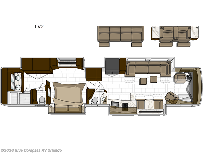 2026 Foretravel Realm Presidential Series  LV2 - New Class A For Sale by Blue Compass RV Orlando in Casselberry, Florida features Slideout