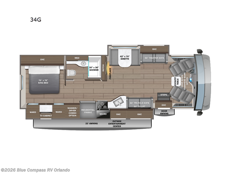 2026 Jayco Precept 34G - New Class A For Sale by Blue Compass RV Orlando in Casselberry, Florida features Slideout