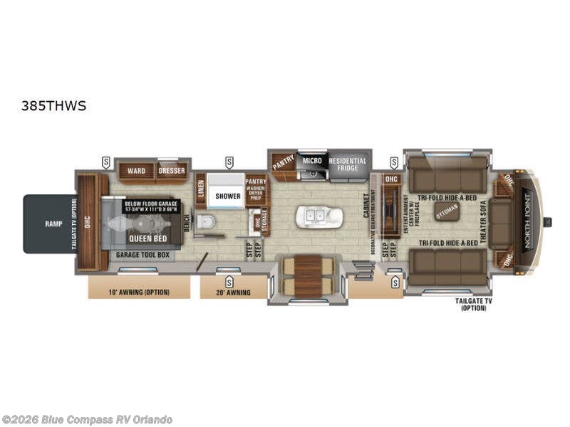 2019 Jayco North Point 385THWS - Used Fifth Wheel For Sale by Blue Compass RV Orlando in Casselberry, Florida features Slideout