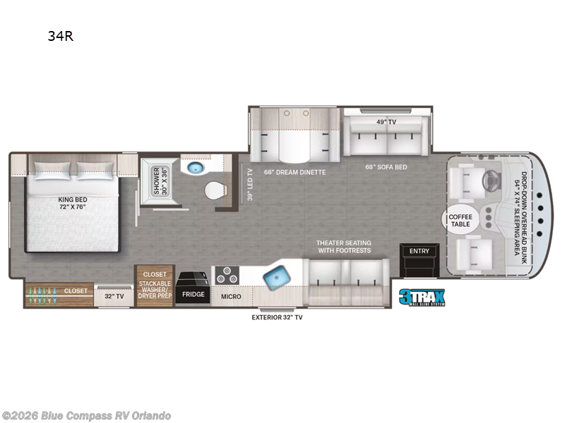 2023 Thor Motor Coach Hurricane 34R - Used Class A For Sale by Blue Compass RV Orlando in Casselberry, Florida features Slideout
