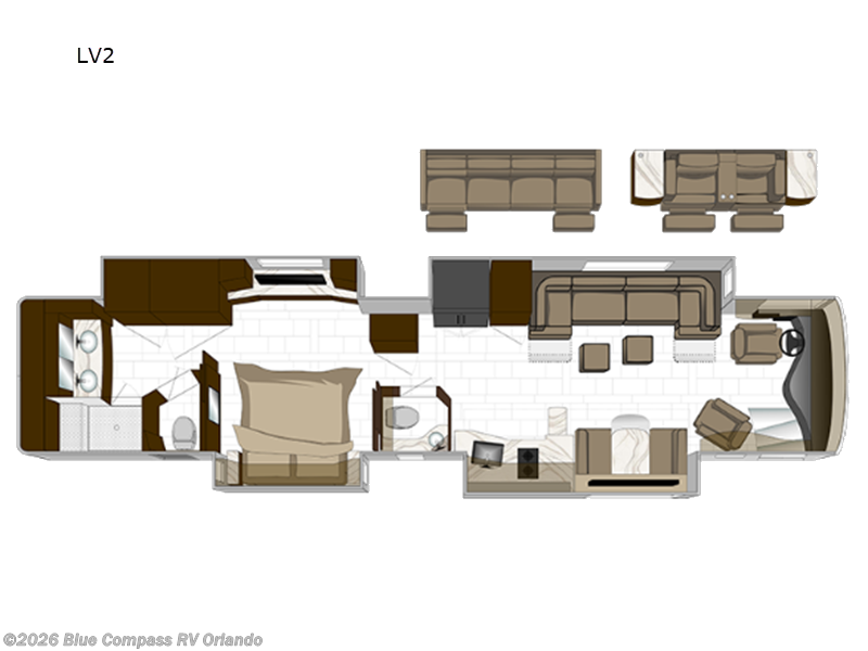 2027 Foretravel Realm FS605 LV2 - New Class A For Sale by Blue Compass RV Orlando in Casselberry, Florida features Slideout