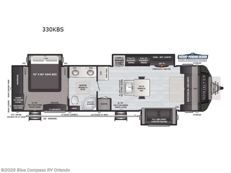 2021 Keystone Sprinter Limited 330KBS - Used Travel Trailer For Sale by Blue Compass RV Orlando in Casselberry, Florida features Slideout