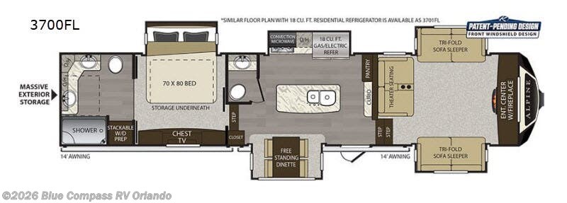 2019 Keystone Alpine 3700FL - Used Fifth Wheel For Sale by Blue Compass RV Orlando in Casselberry, Florida features Slideout