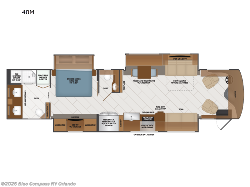 2024 Fleetwood Discovery LXE 40M - Used Class A For Sale by Blue Compass RV Orlando in Casselberry, Florida features Slideout