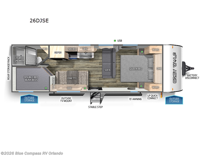 2024 Forest River Cherokee Grey Wolf 26DJSE - Used Travel Trailer For Sale by Blue Compass RV Orlando in Casselberry, Florida