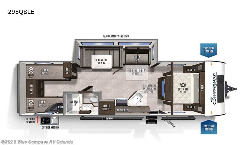 2020 Forest River Surveyor Legend 295QBLE - Used Travel Trailer For Sale by Blue Compass RV Orlando in Casselberry, Florida features Slideout