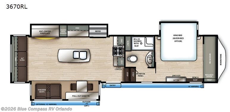 2021 Forest River Riverstone Reserve Series 3670RL - Used Fifth Wheel For Sale by Blue Compass RV Orlando in Casselberry, Florida features Slideout