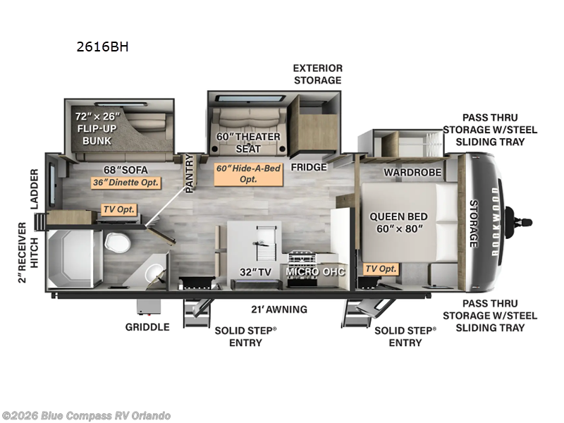 2024 Forest River Rockwood Ultra Lite 2616BH - Used Travel Trailer For Sale by Blue Compass RV Orlando in Casselberry, Florida features Slideout