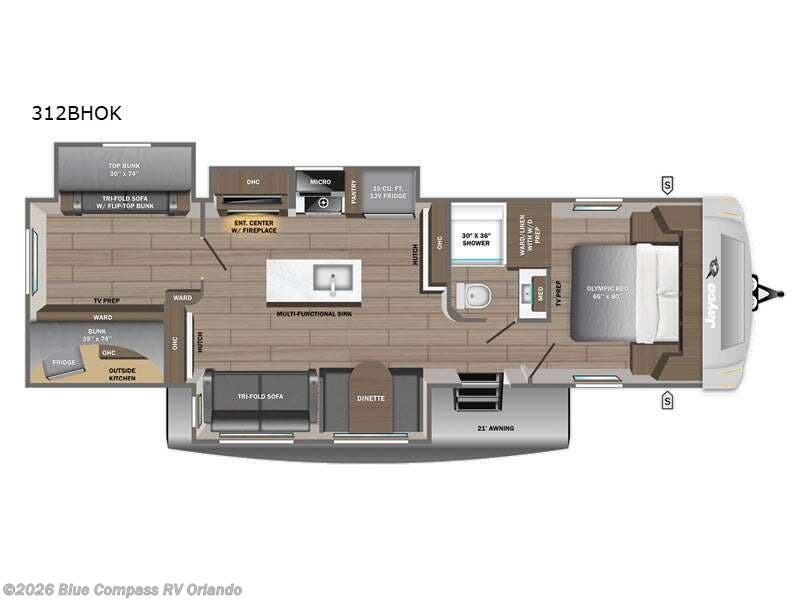 2027 Jayco Eagle 312BHOK - New Travel Trailer For Sale by Blue Compass RV Orlando in Casselberry, Florida features Slideout