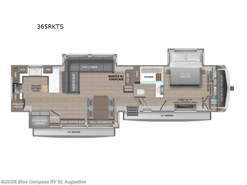 2025 Jayco North Point 365RKTS - New Fifth Wheel For Sale by Blue Compass RV St. Augustine in St. Augustine, Florida features Slideout